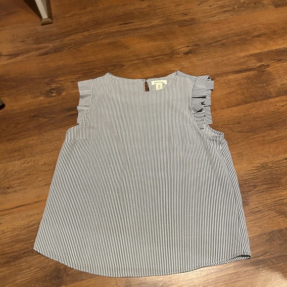 Gray and white striped short sleeve blouse xl by Monteau - Picture 16 of 16